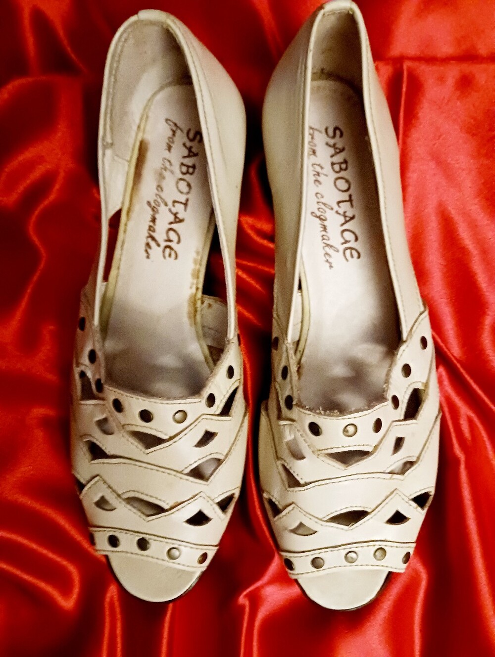 Cream Cutout Peep-Toe Women's Heels